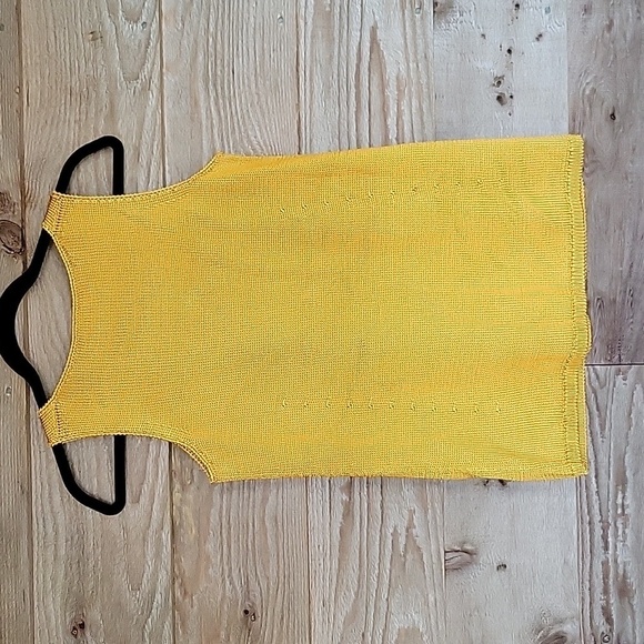 Lafayette 148 New York Mustard Yellow Silk Scoop Neck Knit Tank Size XXS NWT - Picture 5 of 5